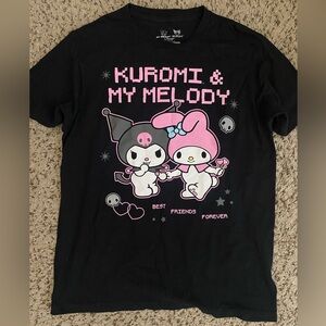 Cute Kuromi & My Melody Black T-Shirt